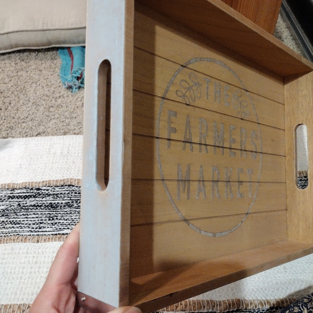 The farmers market wooden serving tray - Picture 3 of 5
